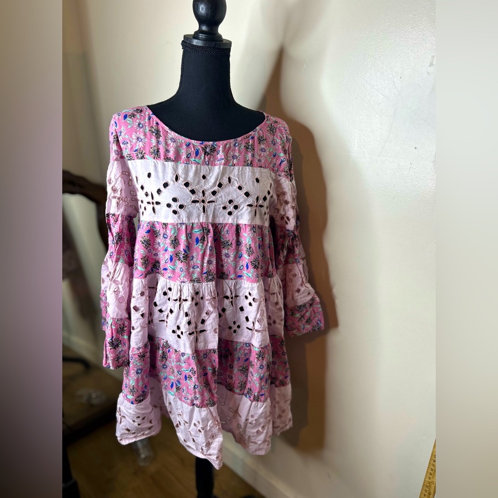Free People Electric Daisy Floral Cutwork Eyelet Dress SZ 2